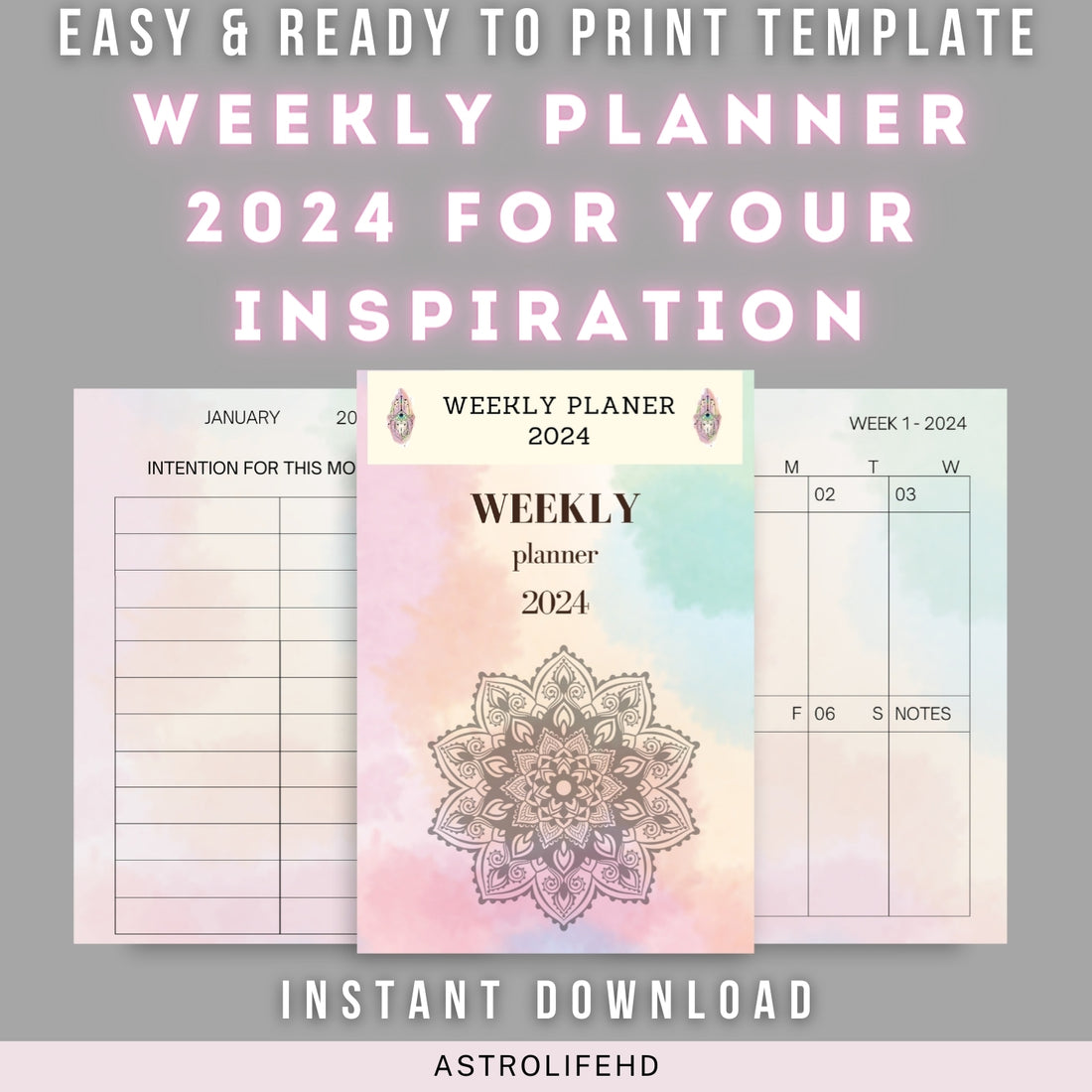 Weekly planner 2024 for your inspiration,  72 pages of your perfect 2024 year