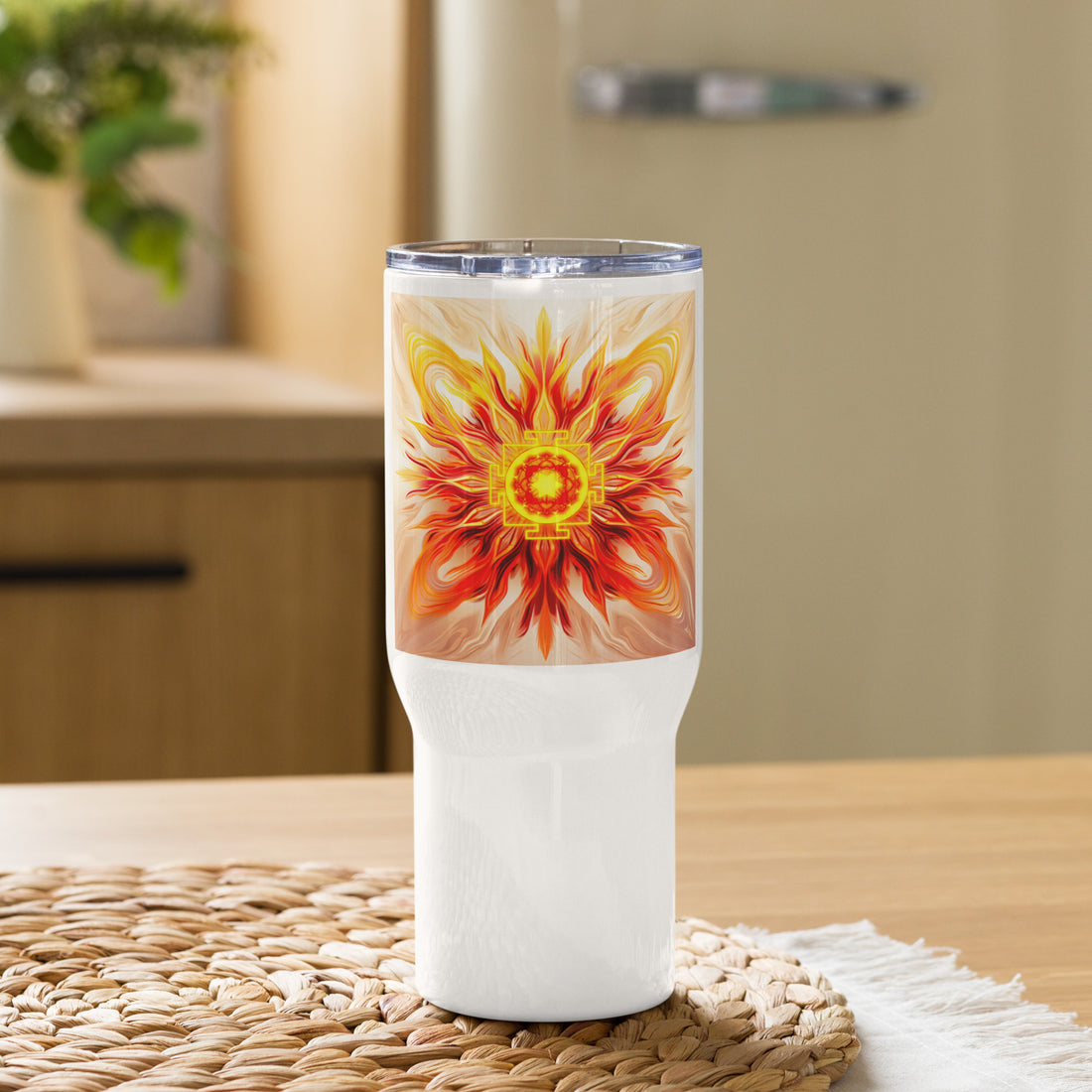 Sun yantra Travel mug with a handle